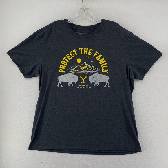 Yellowstone Dutton Ranch Protect the Family TV Show T-shirt Size 2XL Adult Gray - Picture 1 of 7